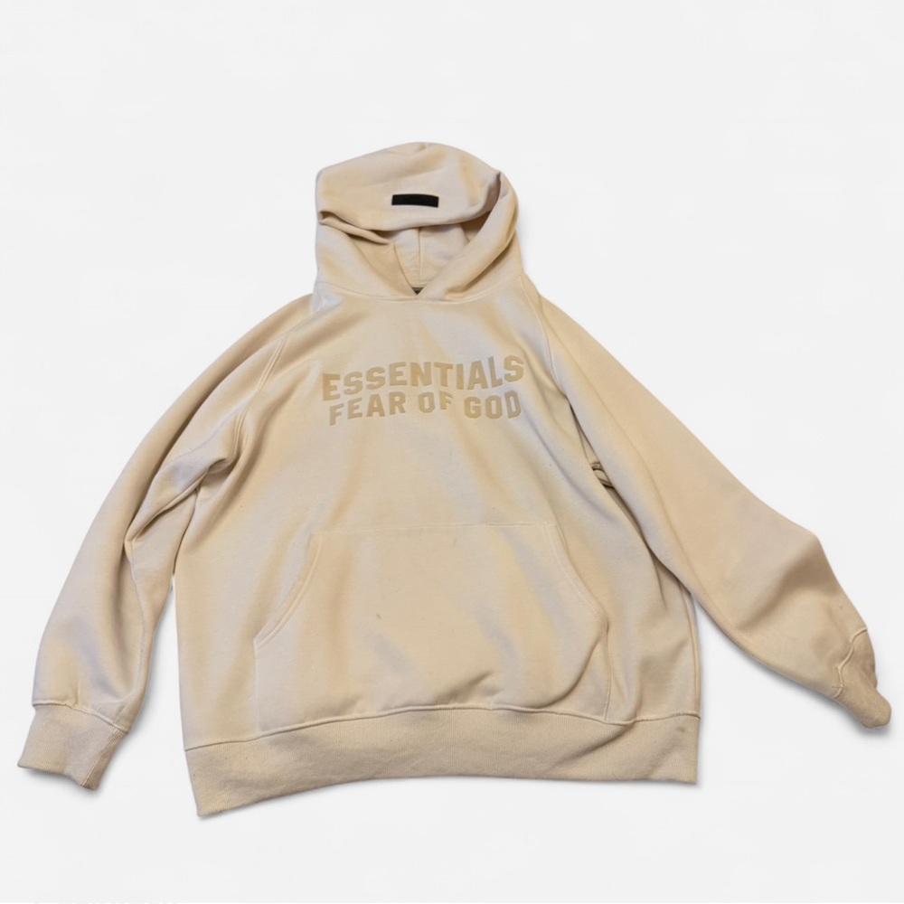 Cream Fear of God Essentials hoodie size L